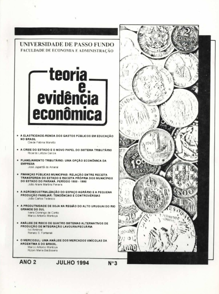 					View Vol. 2 No. 03 (1994): Revista Teoria e Evidência Econômica
				