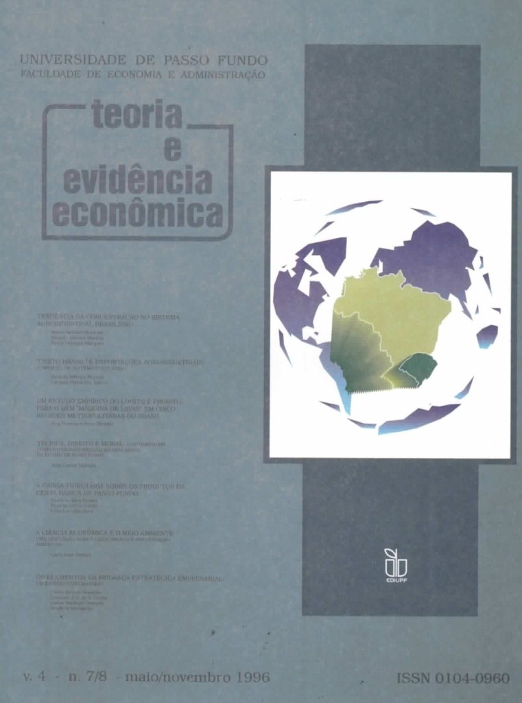 					View Vol. 4 No. 07/08 (1996): Revista Teoria e Evidência Econômica
				