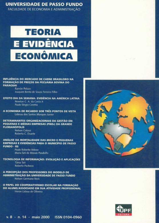 					View Vol. 8 No. 14 (2000): Revista Teoria e Evidência Econômica
				