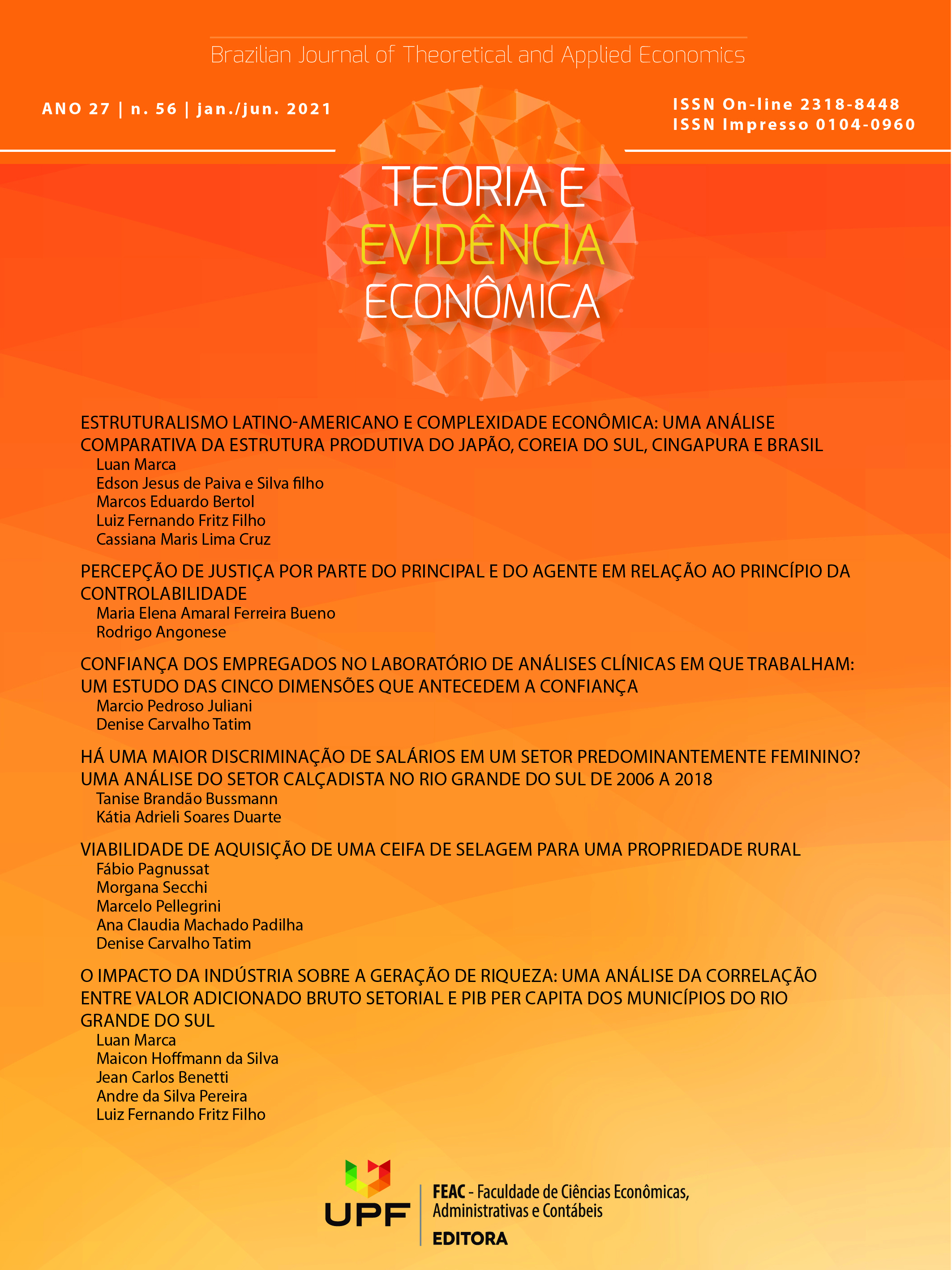 					Visualizar v. 27 n. 56 (2021): Teoria e Evidência Econômica
				